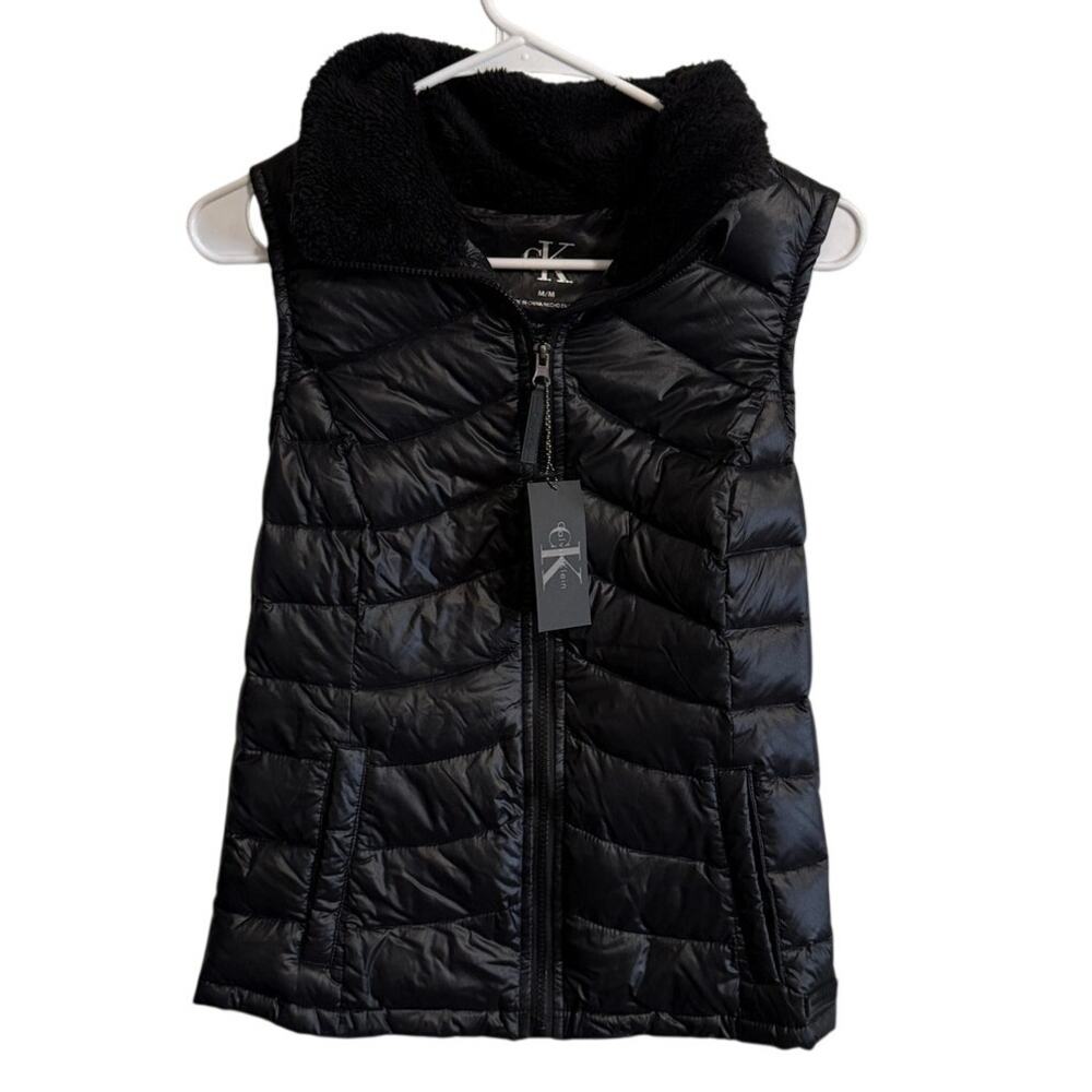 CALVIN KLEIN Black Wind Resistant Feather Down Women's Vest Size Medium